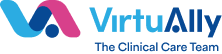 VirtuAlly logo – The Clinical Care Team, providing virtual nursing, telesitting, remote telemetry, and healthcare consulting services.