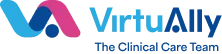 VirtuAlly logo – The Clinical Care Team, providing virtual nursing, telesitting, remote telemetry, and healthcare consulting services.